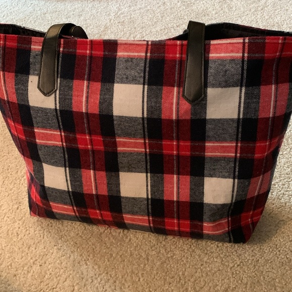 Yankee Candle Festive Plaid - Red, White & Dark Blue Tote Bag - NWOT - Picture 7 of 17